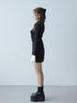 Asymmetry buckle tweed dress